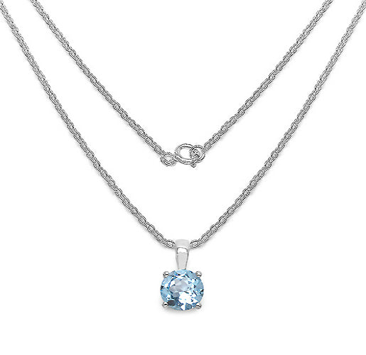 Silver Round Topaz Necklace Set