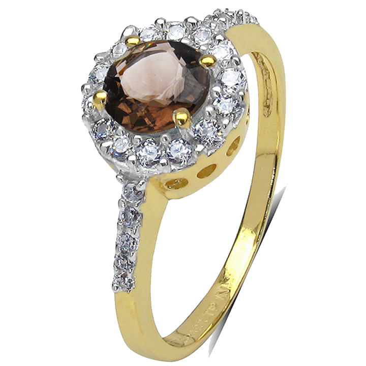 Gold Plated Smoky Topaz Ring