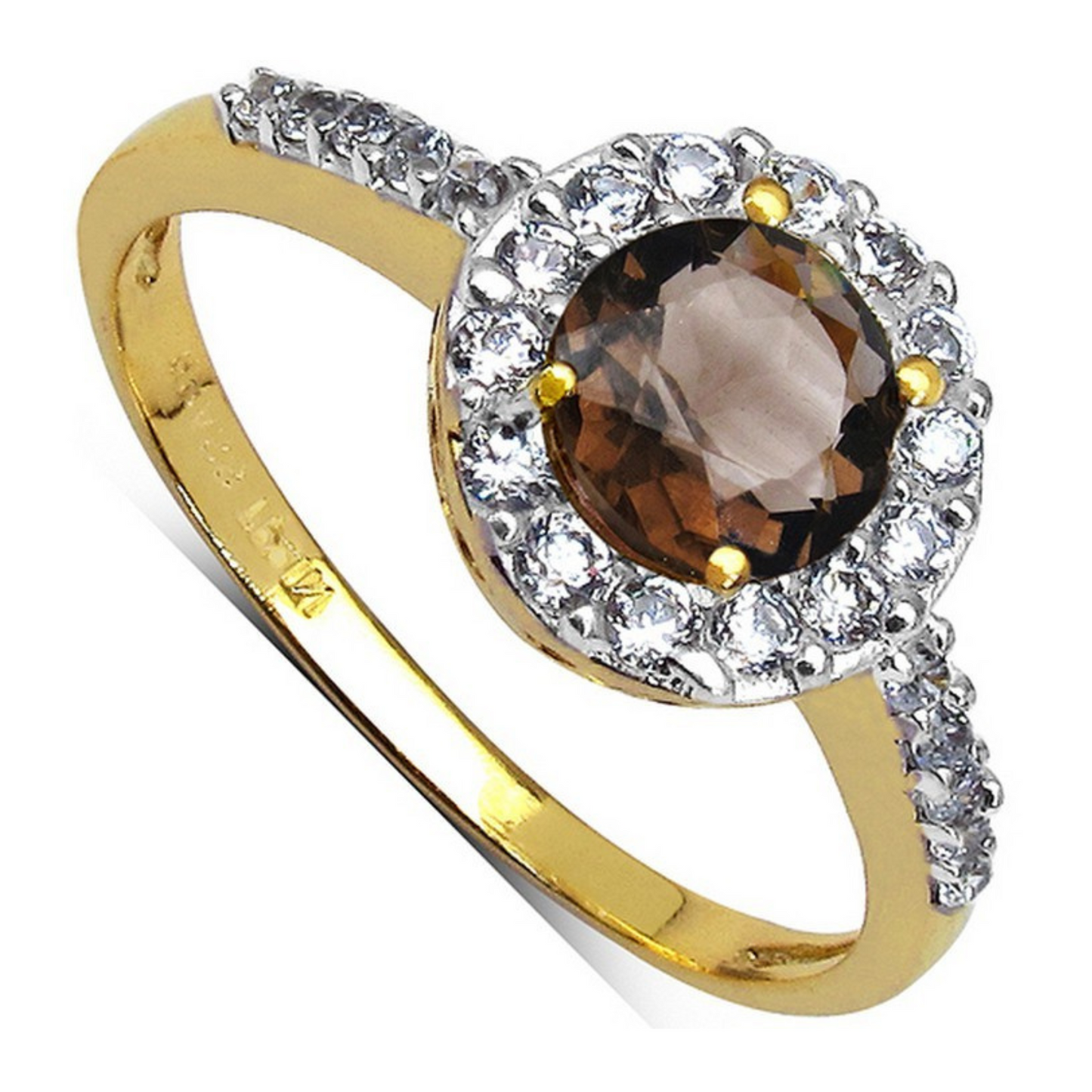 Gold Plated Smoky Topaz Ring