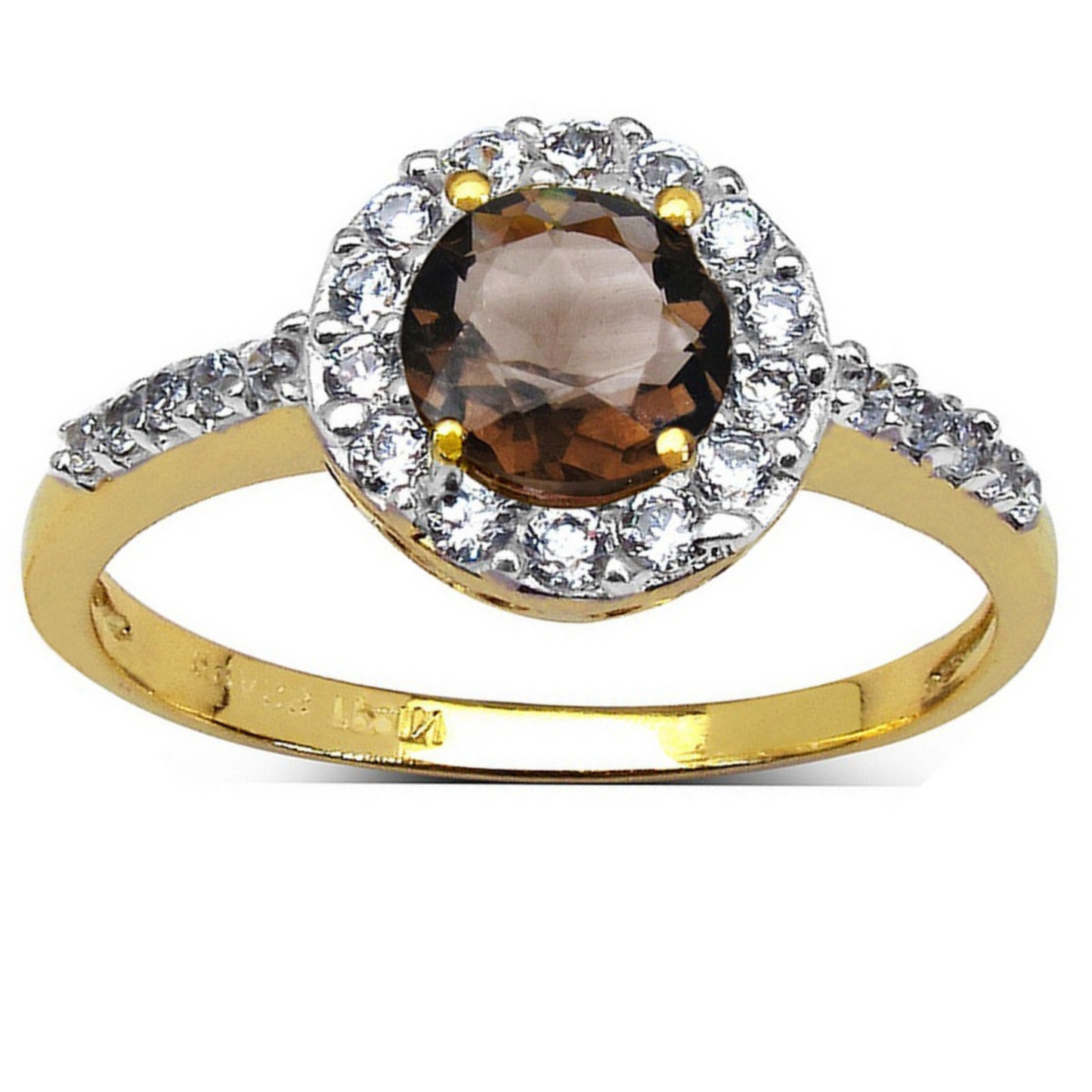 Gold Plated Smoky Topaz Ring