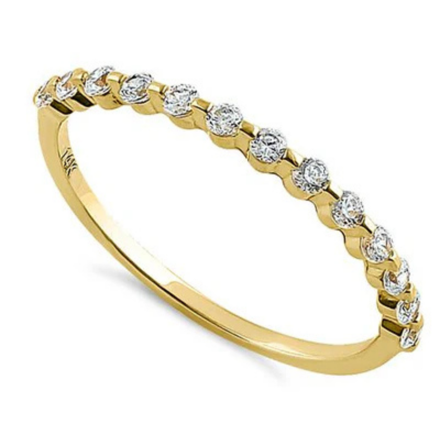 14K Row Round Clear CZ Ring