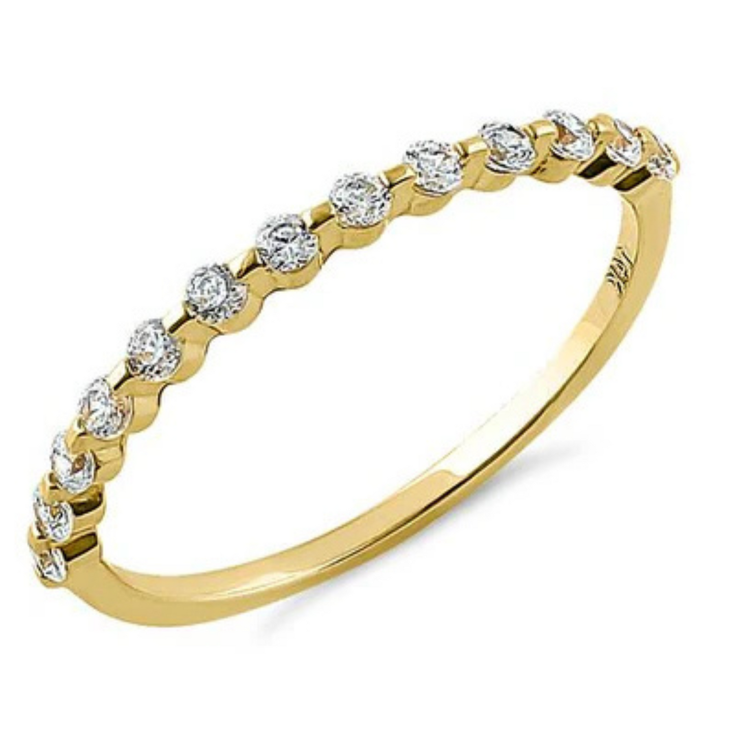 14K Row Round Clear CZ Ring