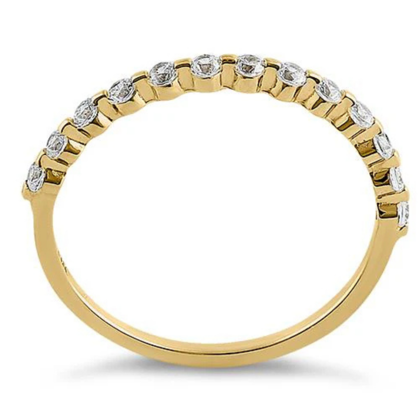 14K Row Round Clear CZ Ring
