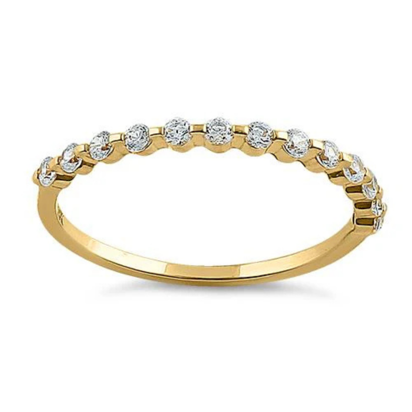 14K Row Round Clear CZ Ring