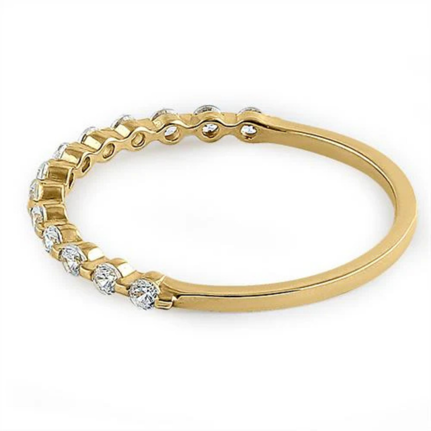 14K Row Round Clear CZ Ring
