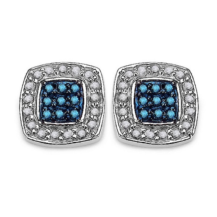Silver Blue Diamond Earring