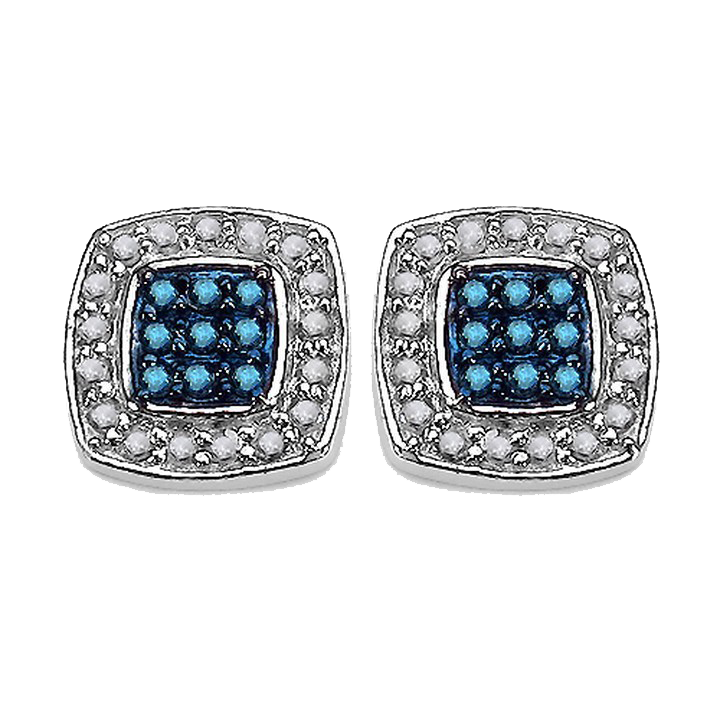 Silver Blue Diamond Earring