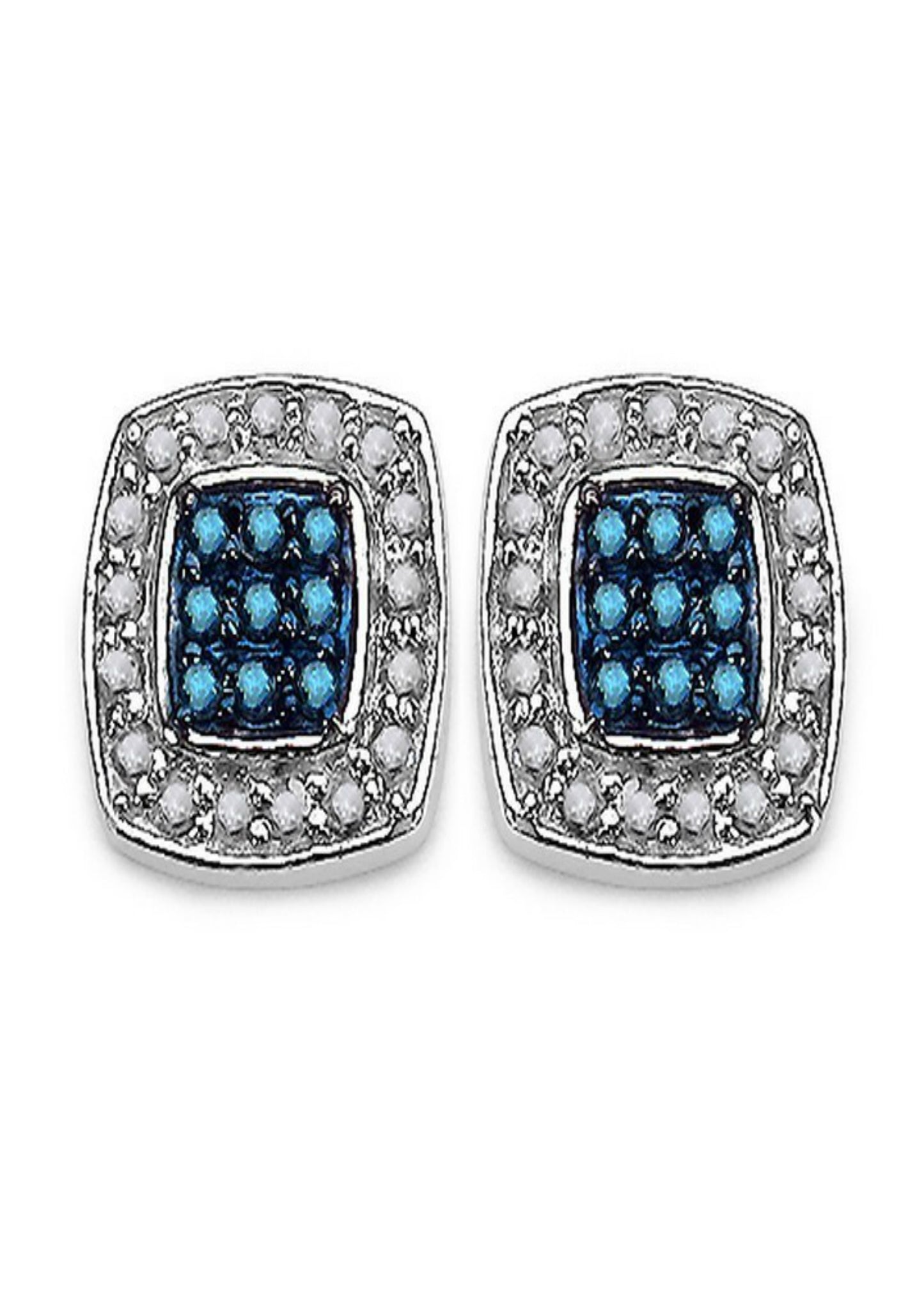 Silver Blue Diamond Earring