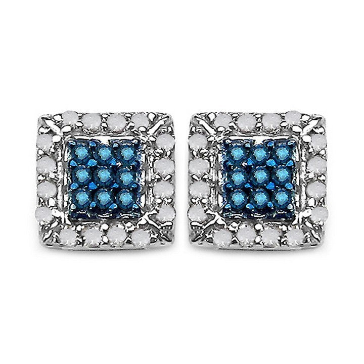 Silver Blue Diamond Earring