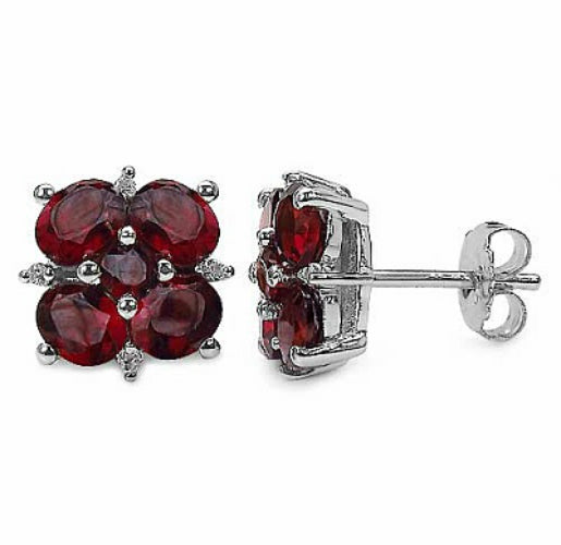 Silver Garnet Earring