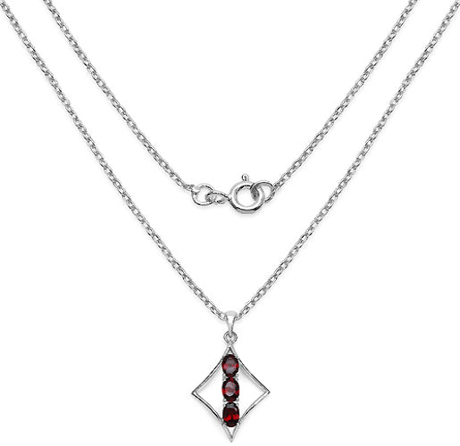Silver Garnet Stone Necklace