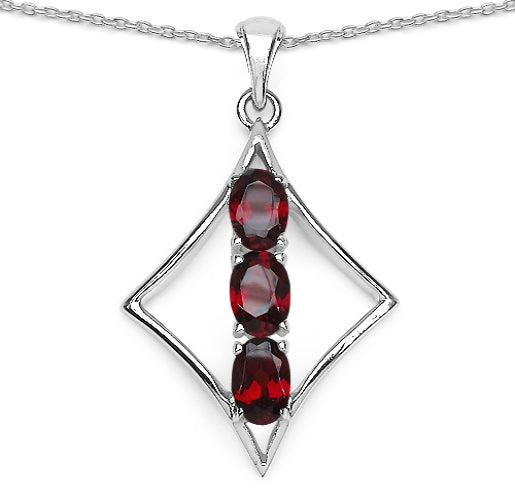Silver Garnet Stone Necklace