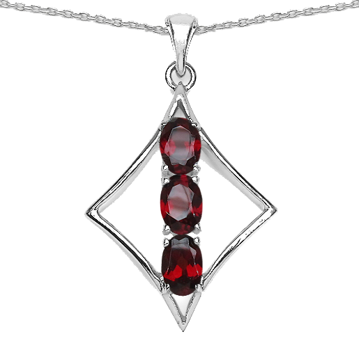 Silver Garnet Stone Necklace