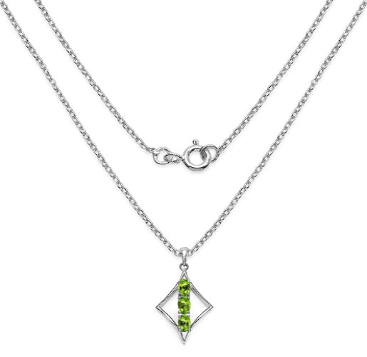 Silver Peridot Stone Necklace