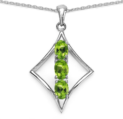 Silver Peridot Stone Necklace