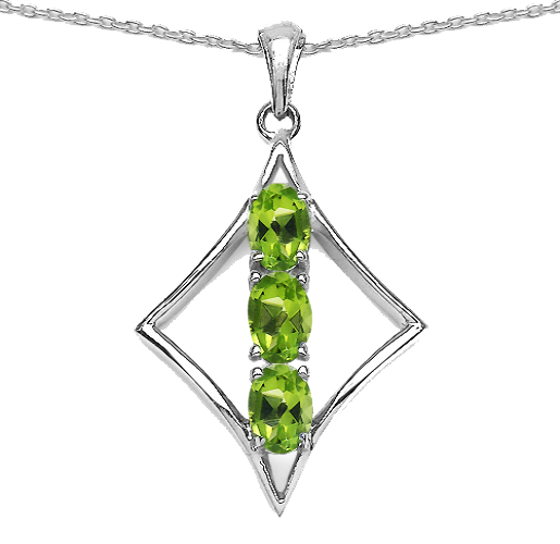 Silver Peridot Stone Necklace