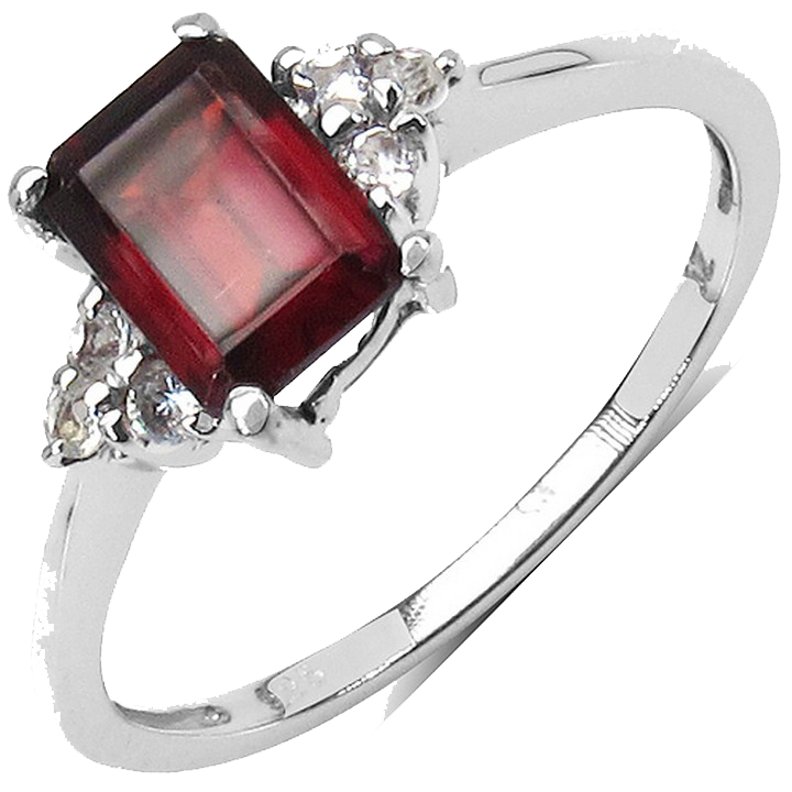 Silver Octagon Garnet Ring