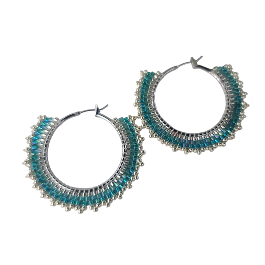 Beaded Hoop  Earrings