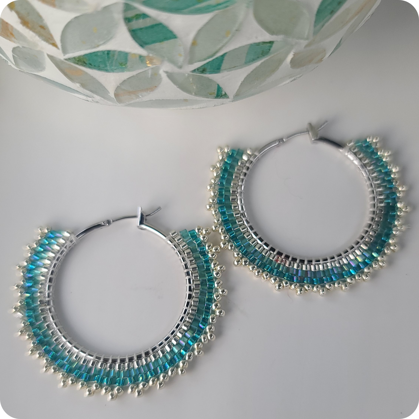 Beaded Hoop  Earrings
