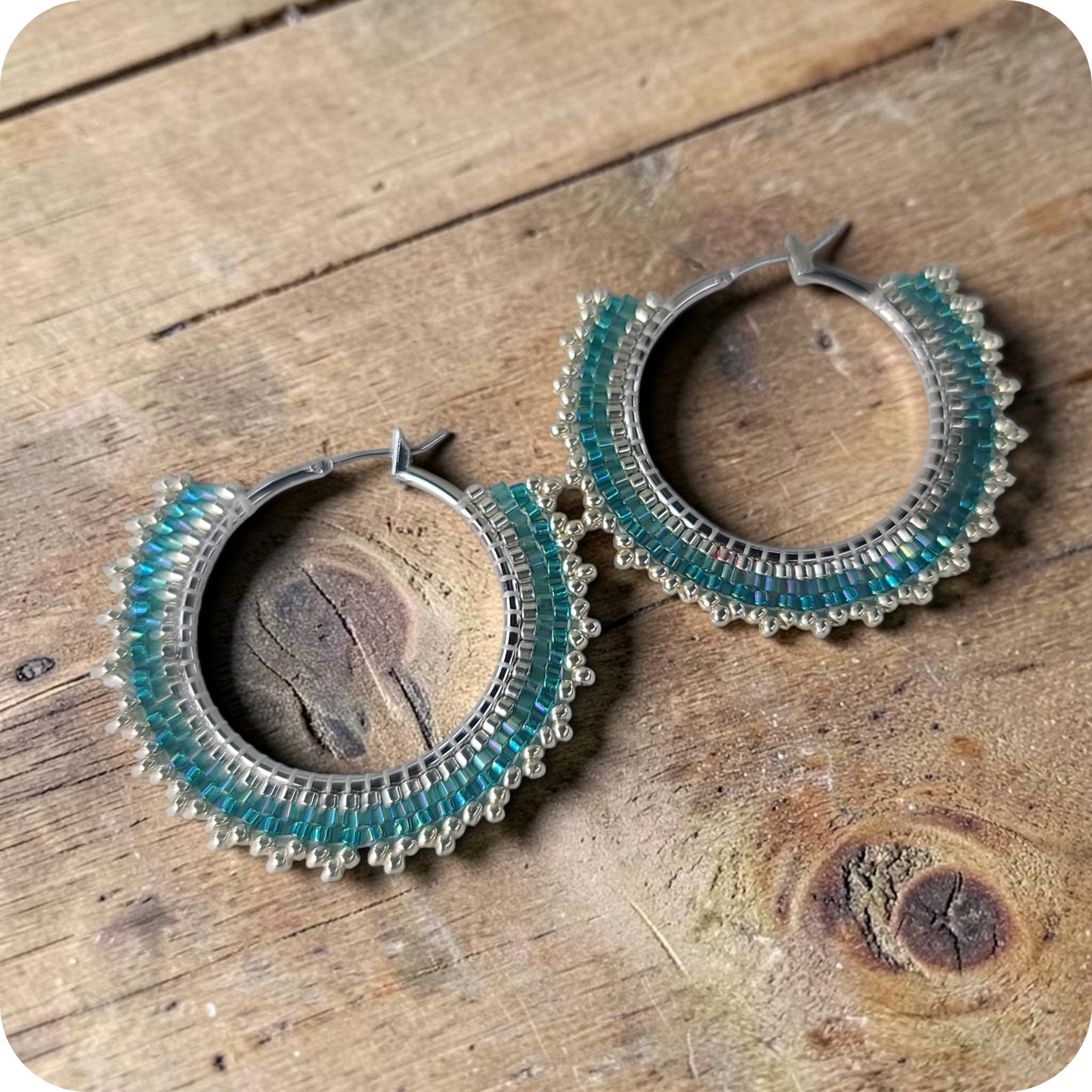 Beaded Hoop  Earrings