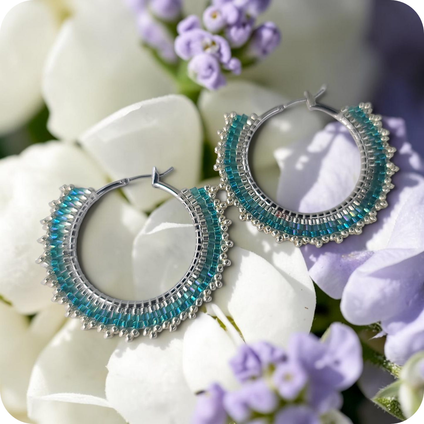 Beaded Hoop  Earrings