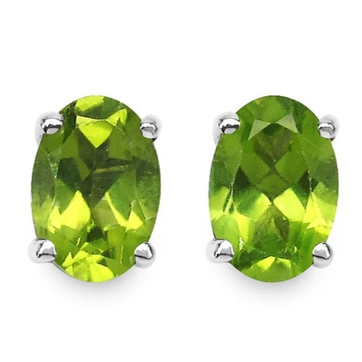 Silver Oval Peridot Earring