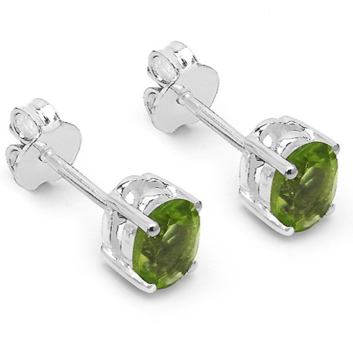 Silver Oval Peridot Earring