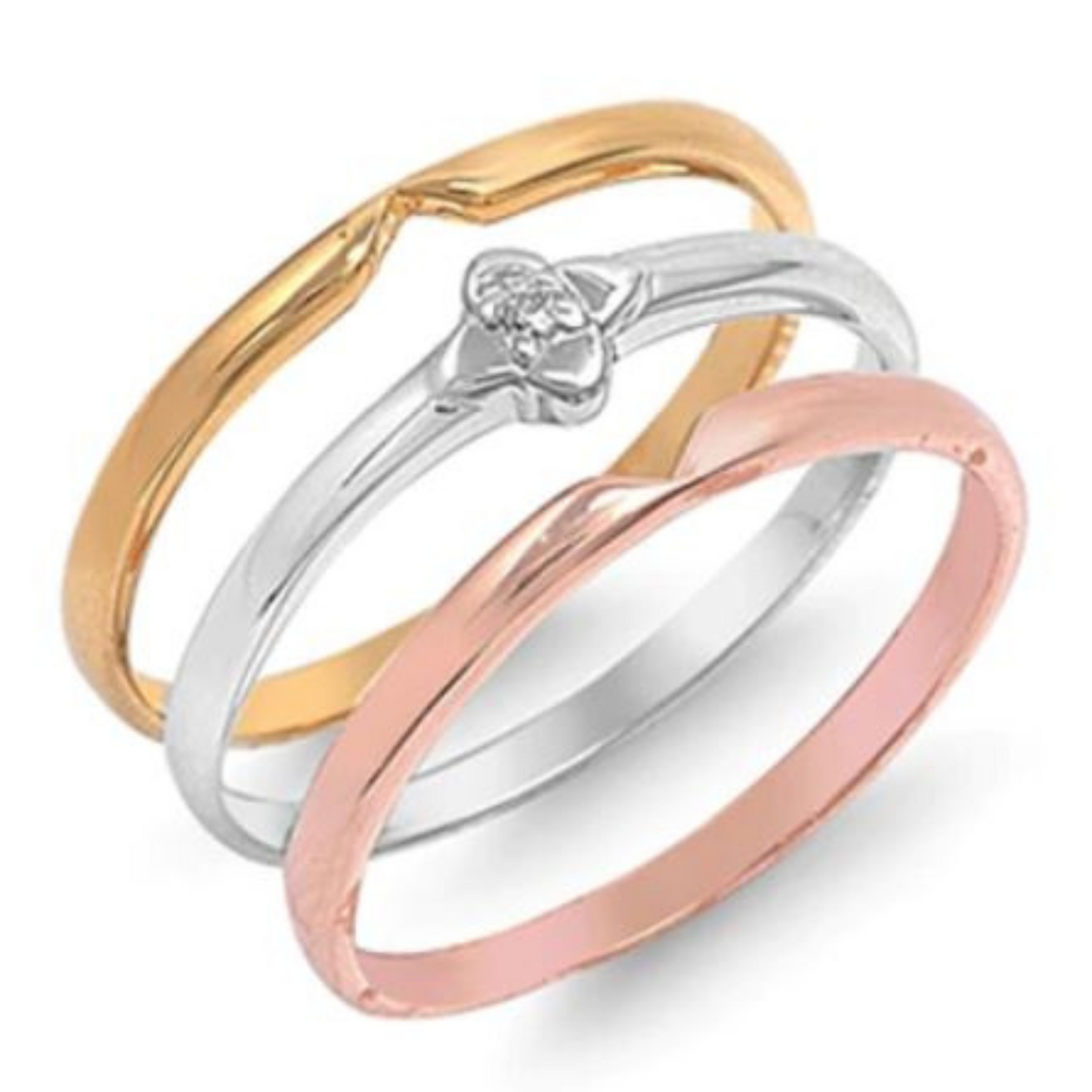 Three Tone Simple Midi Ring Set