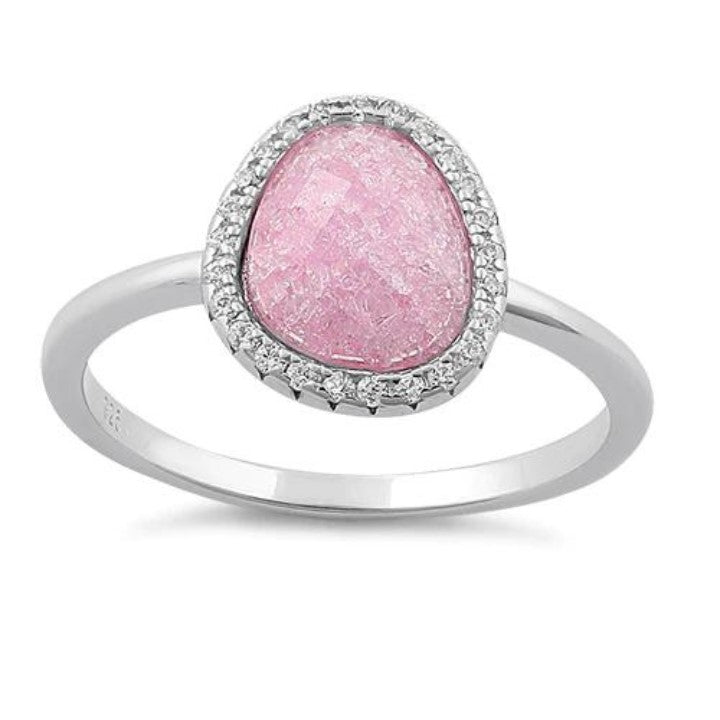 Oval Pink Ice CZ Ring