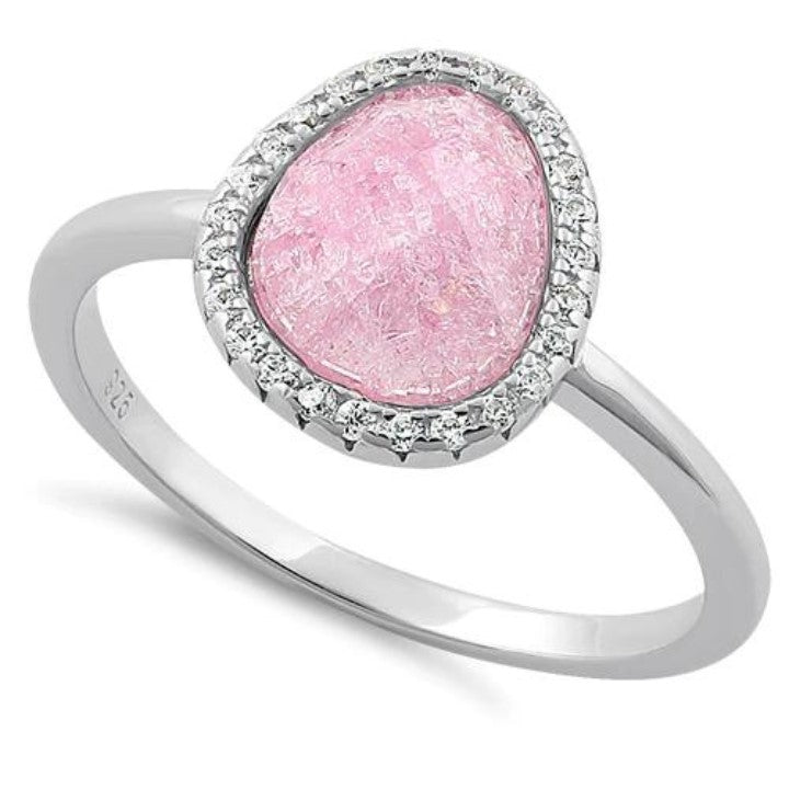 Oval Pink Ice CZ Ring