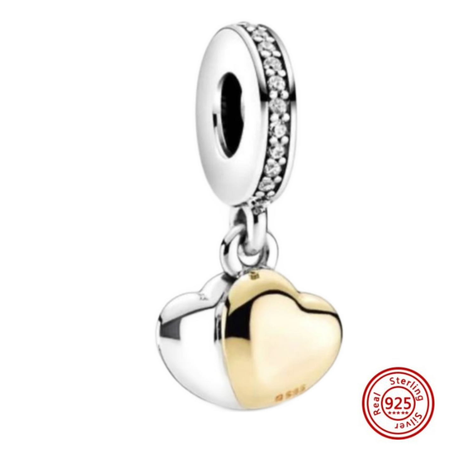 Two Tone Heart Dangle Charm