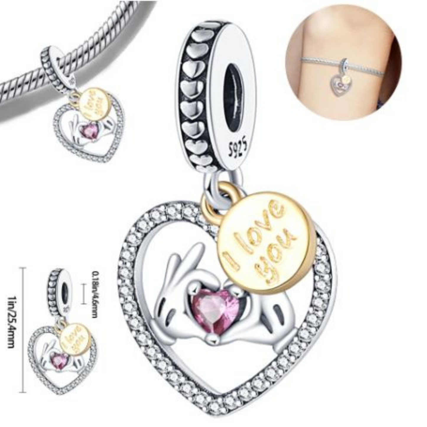 I Love You Heart Dangle Charm