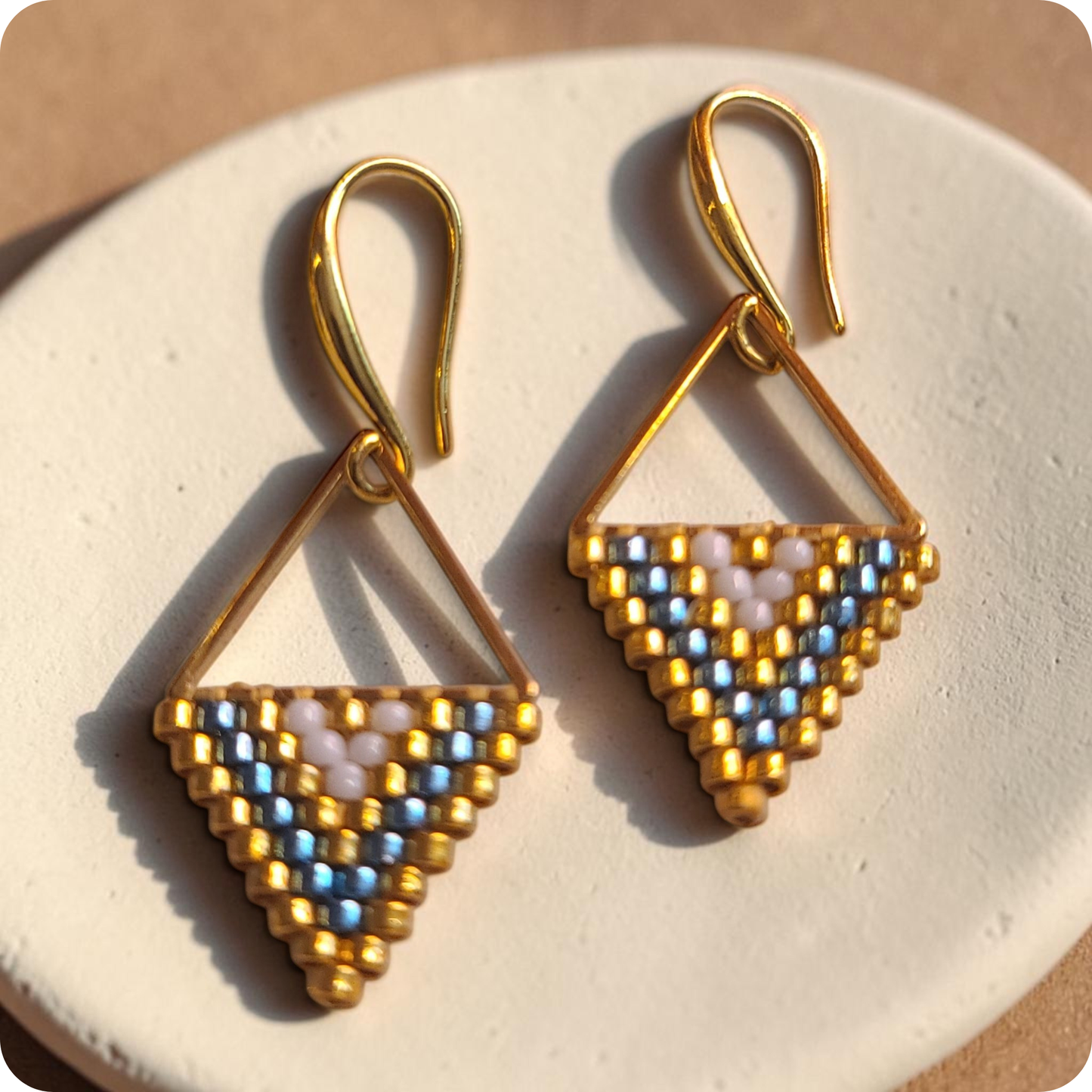 Beaded Triangular Earrings