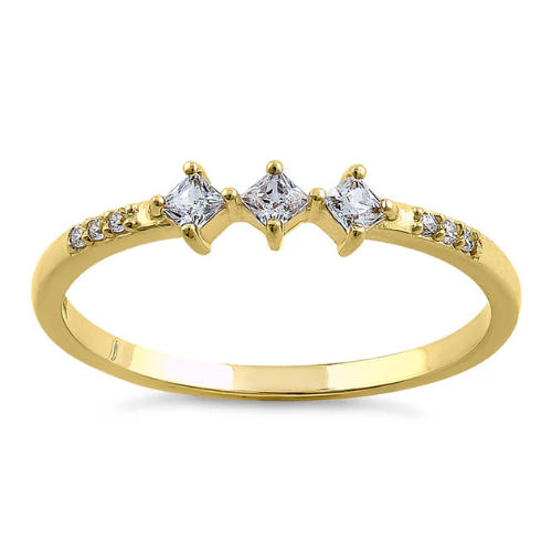 Triple Princess Cut CZ Ring
