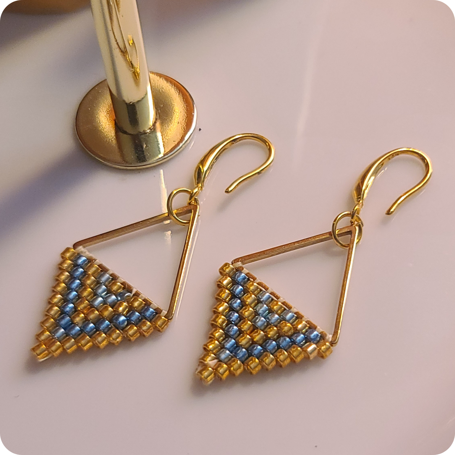 Beaded Triangular Earrings
