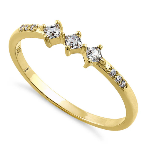 Triple Princess Cut CZ Ring