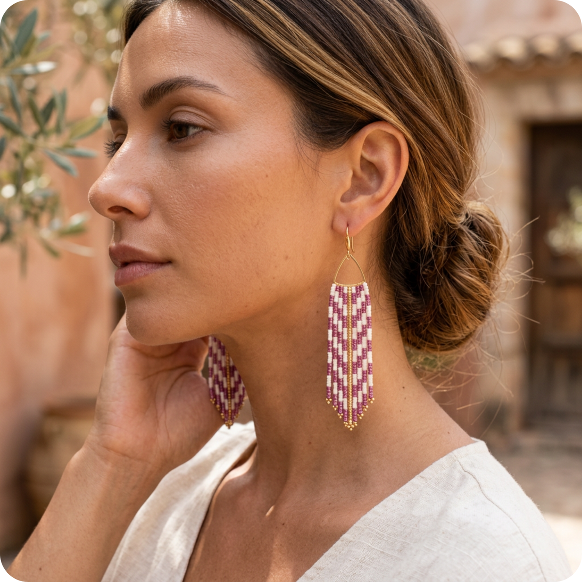 Beaded Fringe Dangle Earring