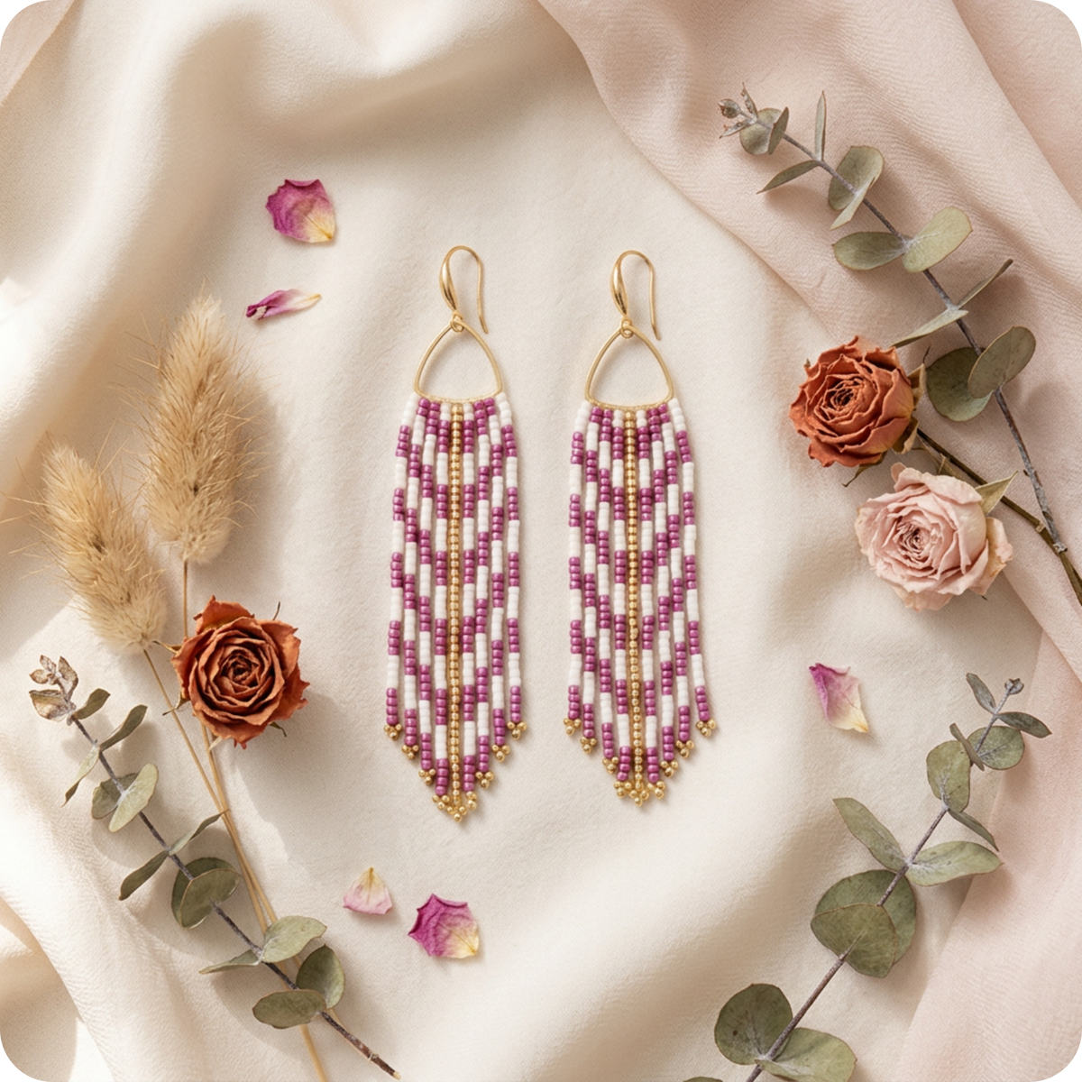 Beaded Fringe Dangle Earring
