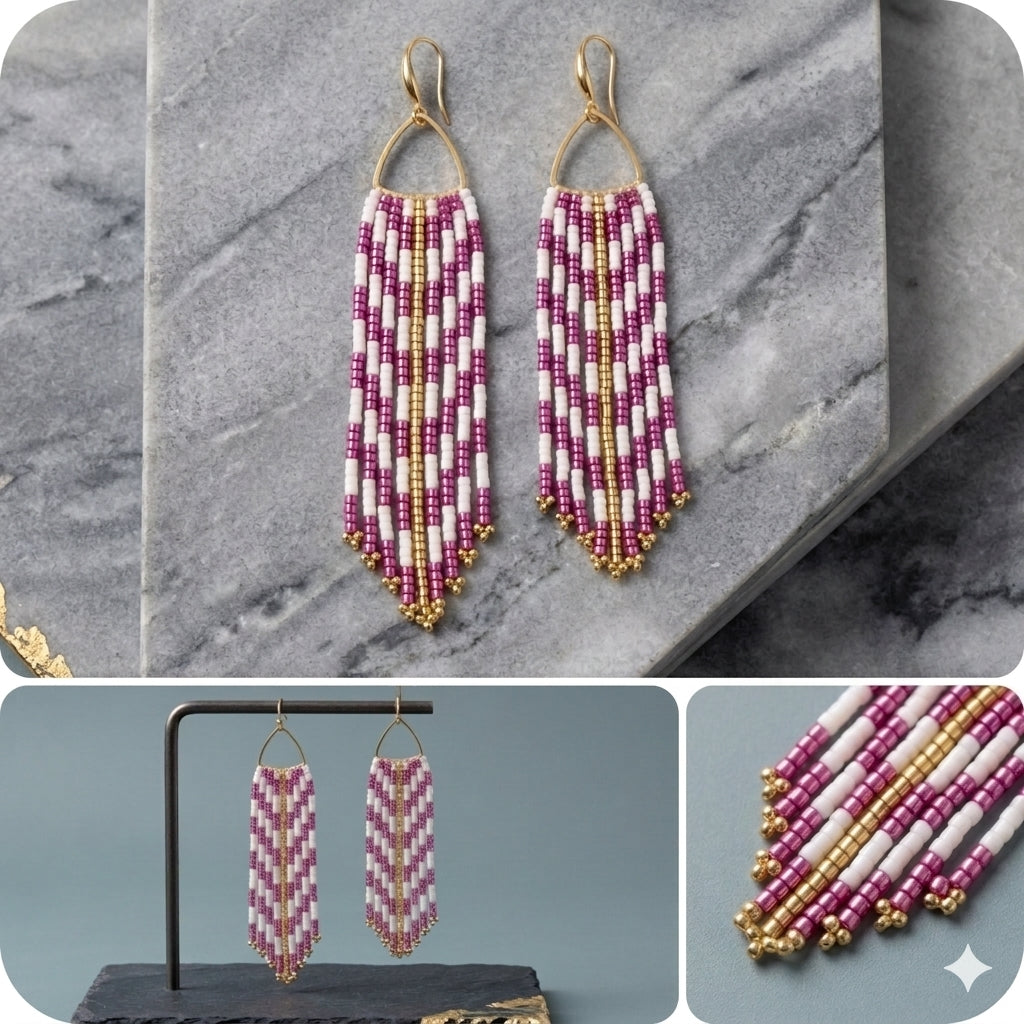 Beaded Fringe Dangle Earring