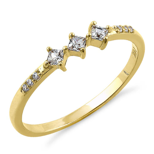 Triple Princess Cut CZ Ring