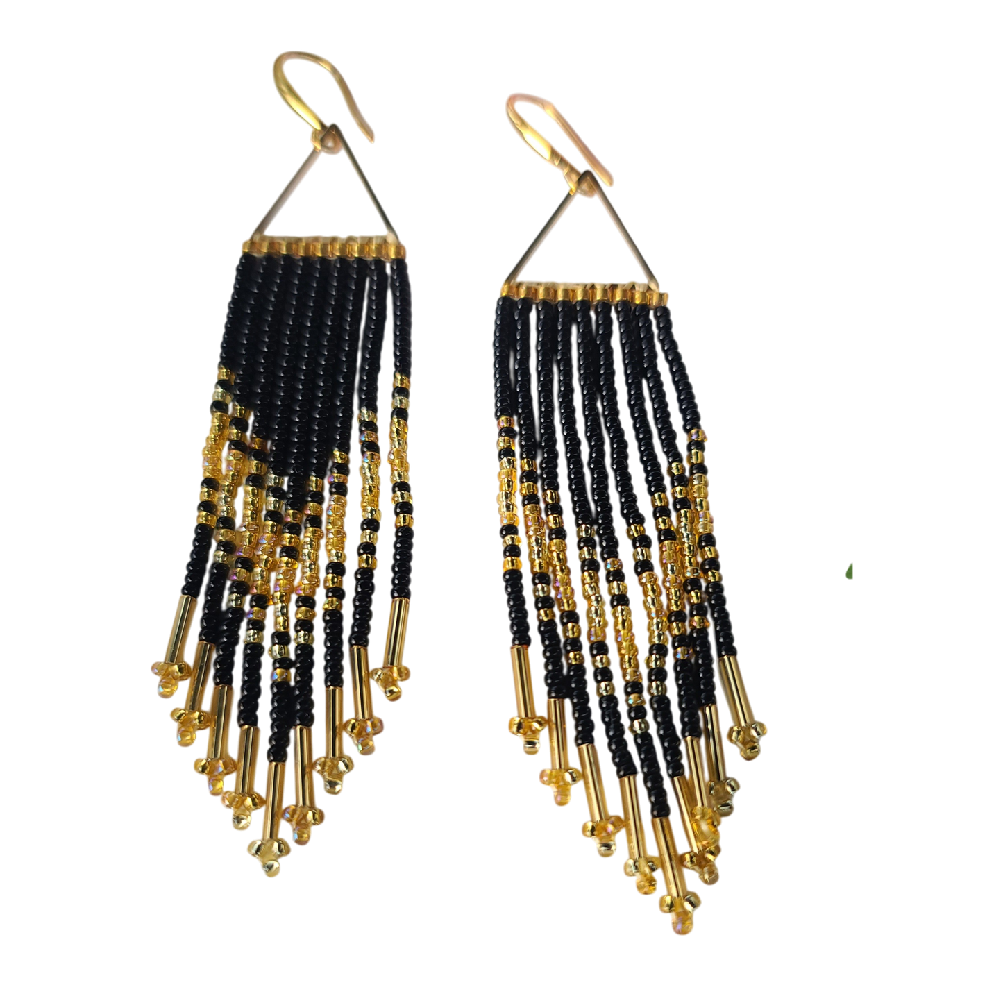 Black & Gold Fringe Earring