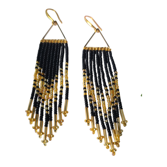 Black & Gold Fringe Earring