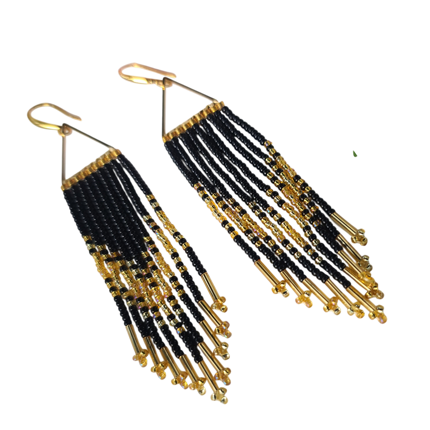 Black & Gold Fringe Earring