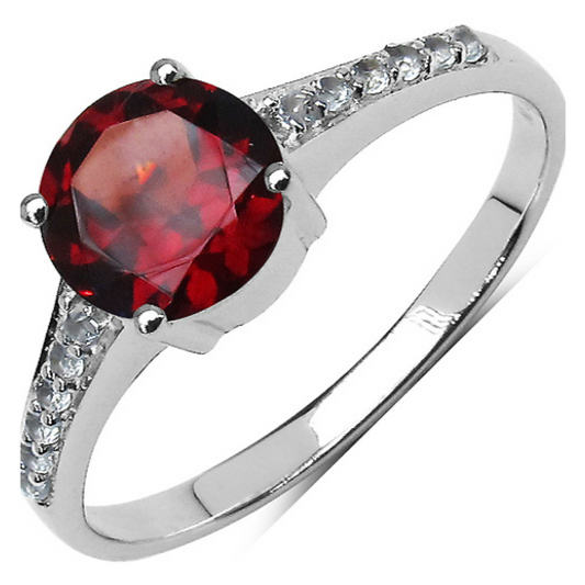 Silver Garnet Ring