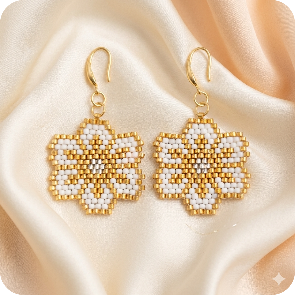 Beaded Flower Earring