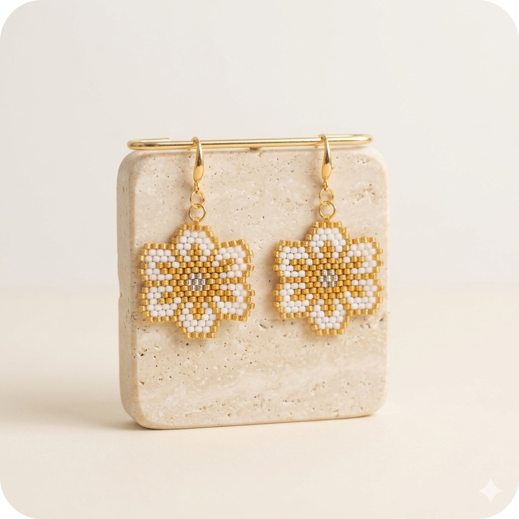 Beaded Flower Earring