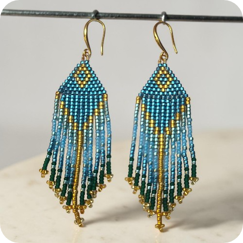 Seed Bead Fringe Earring