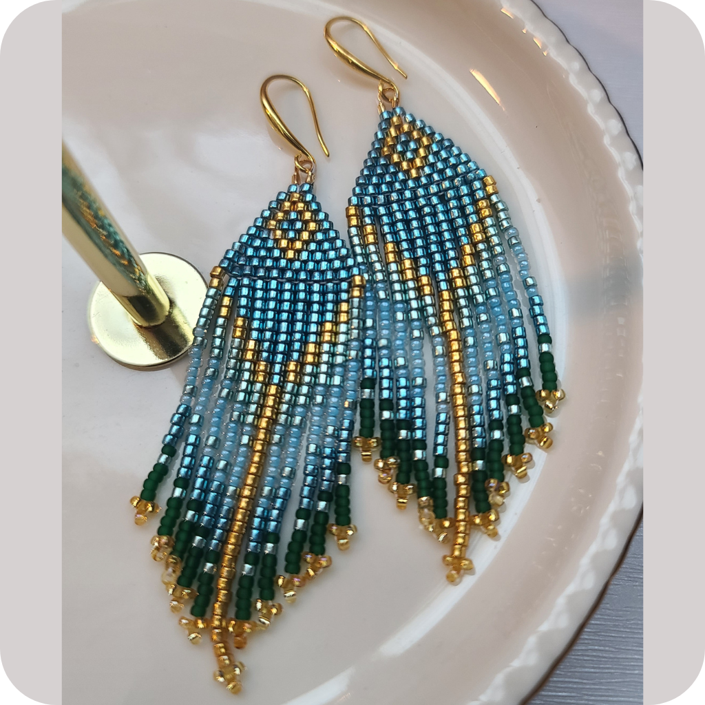 Seed Bead Fringe Earring