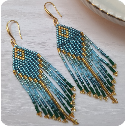 Seed Bead Fringe Earring