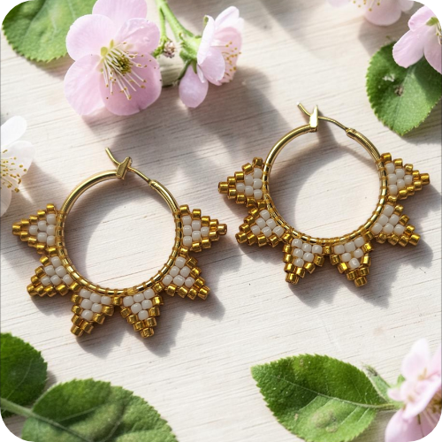 18K Gold Plated Beaded Hoop Earring